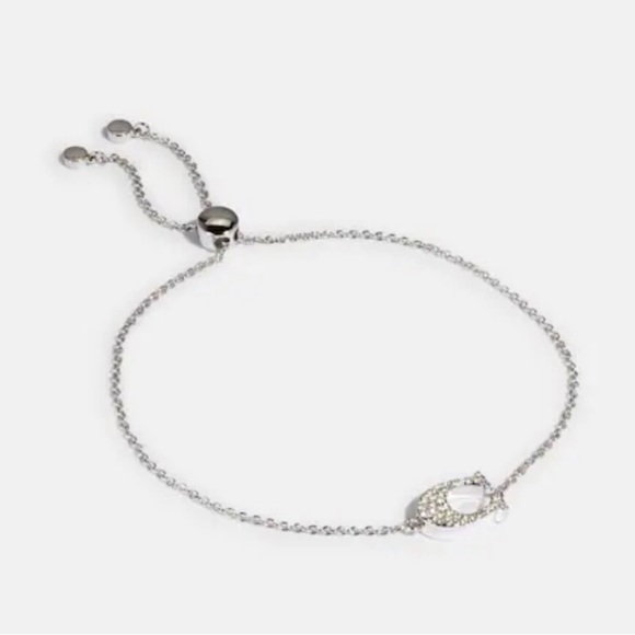 COACH Signature Slider Pave Bracelet Silver & Swarovski crystals & dust bag NWT - Picture 5 of 8